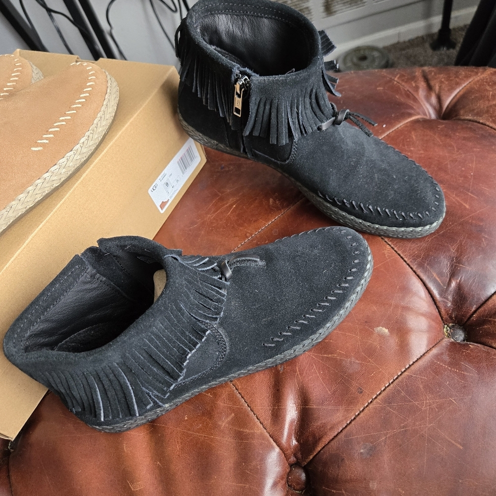 UGG Women's Kennadi Fringe Suede Booties...Worn Once.